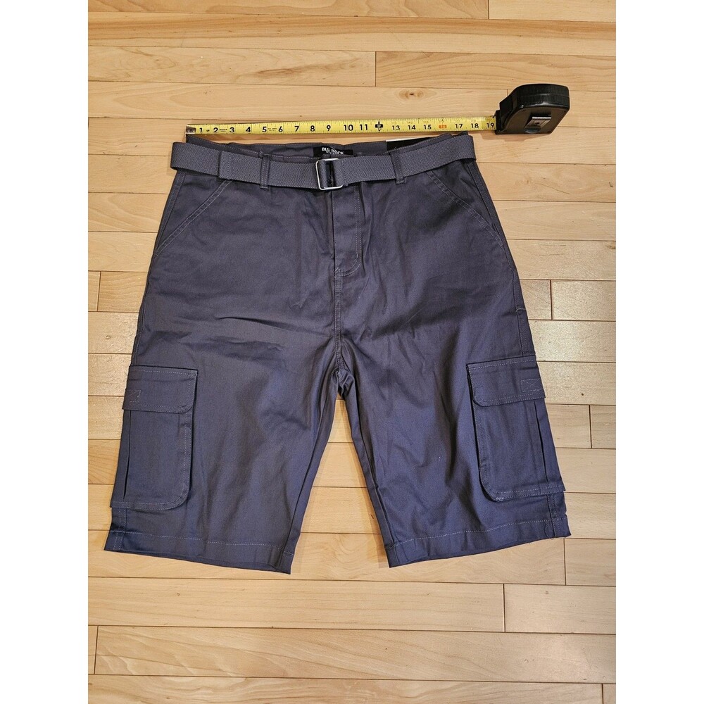 Blu Rock Men's Solid Flex Belted Stretch Cargo Shorts Black Size 36 NWT